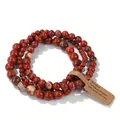 Dreiteiliges rotes Jaspis-Perlenarmband-Set mit Naturmustern an elastischer Kordel - 8mm / Roter Jaspis (AL0472-1)