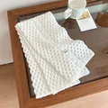 Bufanda de punto grueso blanca con patrones de panal y trenzas para invierno - 160*18cm / Blanco Leche