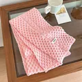 Bufanda de invierno de punto grueso rosa suave con textura de panal y trenzas - 160*18cm / Rosa Claro