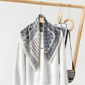 Elegant paisley print cotton linen square scarf for women's neck decoration stylish wrap - Beige (RZ6558)