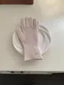 Soft pink knitted wool winter gloves for women featuring elegant metal brand tag accent - Gloves - light pink