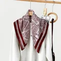 Elegant burgundy and white map print square scarf paired with a light grey sweatshirt - Red (RZ6525)