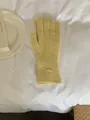 Soft yellow knitted winter gloves featuring a minimalist oval metal tag detail for women - Gloves Only / Lemon Yellow