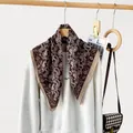 Elegant brown paisley cotton linen square scarf for women, chic decorative neck accessory - Coffee (RZ6554)