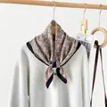 Elegant beige paisley cotton linen square scarf for women stylish decorative neck wrap - Khaki (RZ6554)