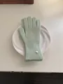 Warm sage green knitted winter gloves for women in a cozy minimalist Korean style - Gloves-apple green