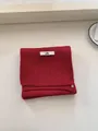 Cozy red knitted wool scarf for women in a classic rib-knit style - Scarf / Red