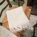 Bufanda de punto suave y cálida en mezcla de lana para mujer en blanco con flecos - 200cm / Gris Blanco Titanio