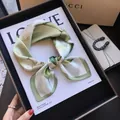 Elegant green floral print imitation silk square scarf 70x70cm for women accessory - 70cm / Romantic Lily