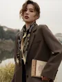 Elegant 70x70 faux silk square scarf with vintage paisley pattern for classic women's styling - 70cm / Golden Coffee Paisley