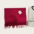Premium 100% Australian wool scarf in elegant wine red color featuring long tassel details - Burgundy