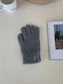 Gemütliche graue Strickhandschuhe aus Wollmischung mit Metalletikett für Damen Winter - Einheitsgröße / Grau