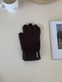 Warme dunkelbraune Strickhandschuhe aus Wollmischung für Damen mit Metalldetail - Einheitsgröße / Mokkabraun