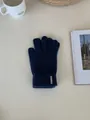 Gemütlicher dunkelblauer Strickhandschuh aus Wollmischung mit dekorativem Metall-Tag - Einheitsgröße / Marineblau