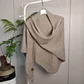 Elegante bruine gebreide sjaal van wolmix met glinsterende pailletten voor de winter - Tops / 175x75cm / Kaki