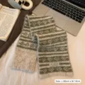 Écharpe rétro en tricot Fair Isle vert et blanc pour l'hiver, taille 80 cm x 14 cm - 80cm / Vert