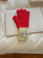 Gants en laine tricotés rouge et crème de style vintage pour femmes chaleur hiver - Taille unique / Rouge et Bord Vert Clair