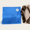 Premium blue 100% Australian wool scarf with elegant tassel trim for winter warmth - Blue