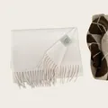 Soft cream white 100% Australian wool scarf featuring elegant fringed ends for winter - Lotus root pink