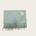 Premium 100% Australian wool winter scarf in dusty blue with elegant fringe detail - Mint Green