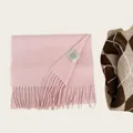 Soft pink 100% Australian wool scarf with tassels, warm winter fashion accessory. - Baby Pink