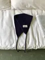 Vintage dark purple knitted ear muffs with lace-up ties and patch label detail - One Size / Classic Black