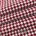 Classic burgundy and white houndstooth woven cotton linen fabric for sewing and upholstery - Wine Red (8328-3)