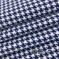 Blue and white houndstooth yarn-dyed linen cotton fabric for upholstery and sewing. - Navy Blue (8328-4)