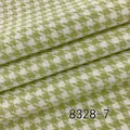 Textured green and white houndstooth yarn-dyed cotton linen fabric for upholstery - Grass Green (8328-7)