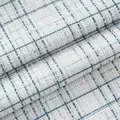 Elegante tessuto in tweed bianco con motivo a quadri blu e paillettes per abbigliamento - Quadri blu e bianchi