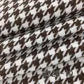 Brown and white houndstooth linen cotton fabric swatch for upholstery and garment - Coffee And White (8328-10)