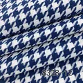 Classic blue and white houndstooth linen fabric texture, SKU 8328-12 close-up detail - Blue And White (8328-12)