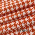 Premium orange and white houndstooth woven linen cotton blend fabric for upholstery and bags - Orange And White (8328-14)