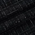 Tessuto tweed nero di alta qualità con trame intrecciate bianche e paillette lucide - Quadri bianchi e neri
