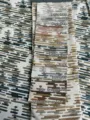 Campioni di tessuto jacquard ciniglia multicolore con motivi astratti a strisce orizzontali - Blu grigiastro