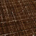 Macro detail of high-quality brown grid tweed fabric with sequins and metallic silver threads - Dark Brown Plaid (815-16)