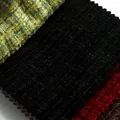 Gedetailleerde macro-weergave van de rijke textuur van kleurrijke chenille tweed-stof - Ruit Stijl (216-19)