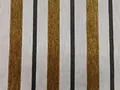 Mid-century modern gold and black vertical striped chenille upholstery fabric texture - Turmeric