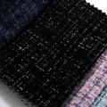 Detailed texture of black and colorful tweed chenille plaid fabric for clothing - Plaid Style (216-24)
