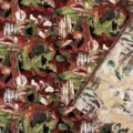 Tessuto decorativo jacquard rosso con design astratto di paesaggio montano cinese - Rosso retrò (Paesaggio astratto) / Larghezza 142cm