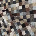 Multi-colored checkered chenille jacquard fabric for upholstery and handmade crafts, soft touch - 145x100cm / Blue Plaid