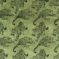 Tessuto jacquard ciniglia verde di fascia alta con stampa leopardata nera per divani - Larghezza 145cm / Verde