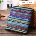 Bohemian ethnic style striped woven fabric in blue and green tones - High Density / 1m / Blue