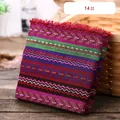 Ethnic style woven fabric tablecloth variant 14 featuring colorful stripes and fringe - Pattern 14# (Thickened Style) / 1m