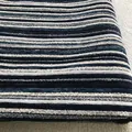 Textured chenille fabric with blue and grey stripes for upholstery and cushions. - Blue White Tone (2711-3)