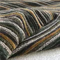 Macro view of textured wavy striped chenille fabric for cushions and sofa covers - Grey Yellow Vintage Tone (2711-4)