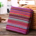 Handmade ethnic style decorative fabric with colorful stripes for sofa covers and table decor - Ethnic Style Multi-Color Spliced Striped Style (24#) (Thickened Style) / 1m / Colorful