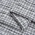 High-quality black and white tweed fabric with shiny silver threads for coats and skirts - No. 8 Mist Gray