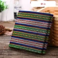 Ethnic style striped decorative fabric with colorful patterns folded on a rustic wooden table - Pattern 91# (Thickened Style) / 1m
