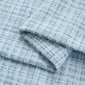 Sky blue tweed fabric with shiny silver metallic threads for DIY clothing and apparel - No. 11 Sky Blue